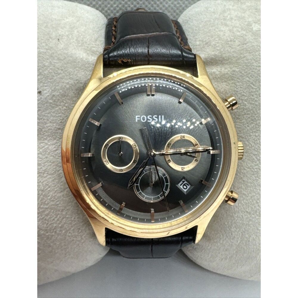 Fossil Ansel FS4639 Men's Brown Leather Analog Dial Quartz Wrist Watch AEA378
